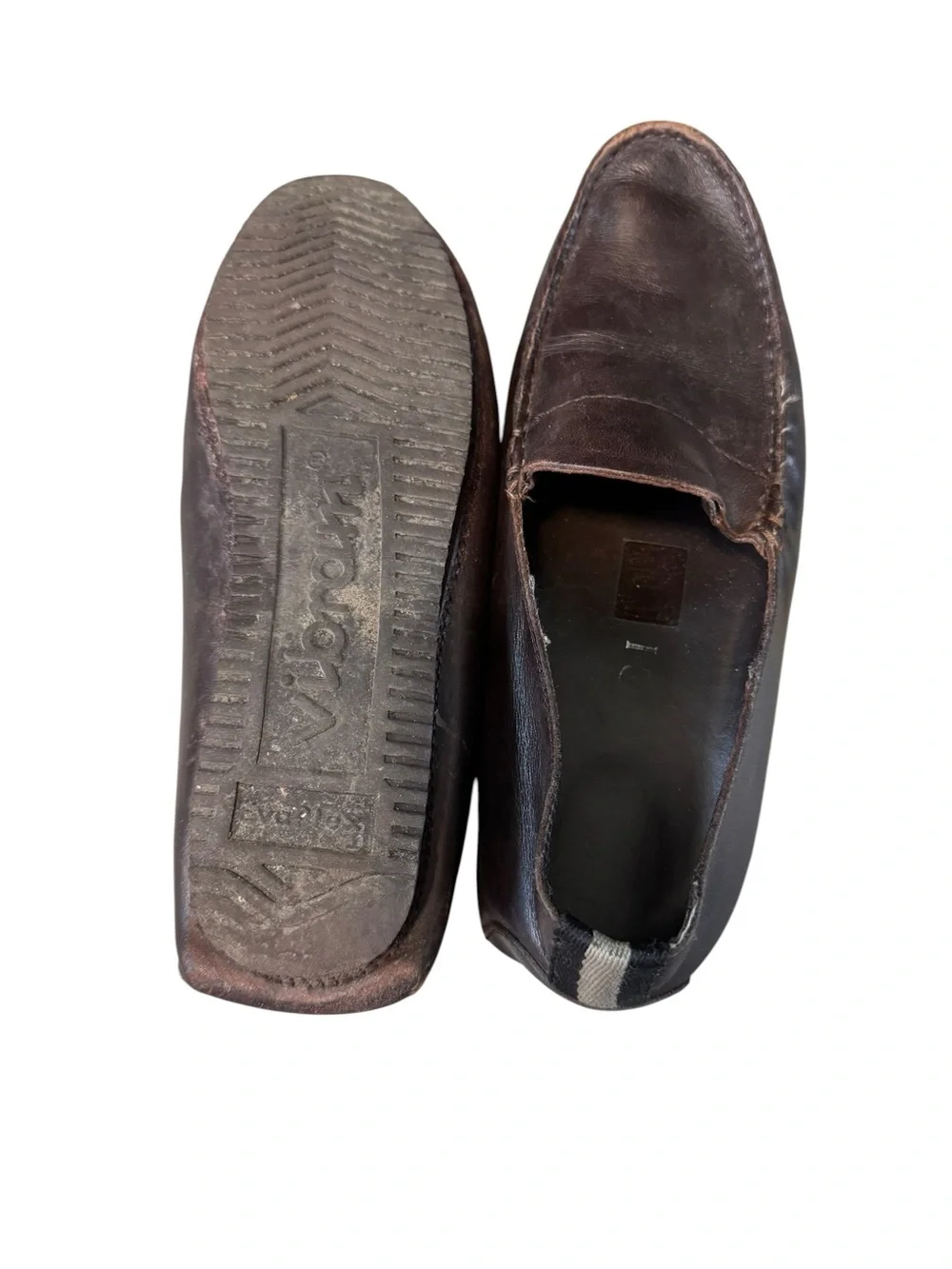 Vintage Gucci Men’s Brown Leather Driving Loafers Vibram Sole Size 7B Italy